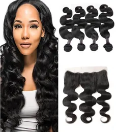 Ishow 10A Brazilian Virgin Human Hair Products Body Wave 4Bundles with 134 Lace Frontal for Women Gilrs All Ages Peruvian Natural1145738