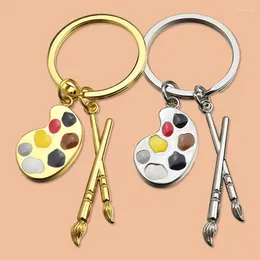 Nyckelringar Bag bil Hjärtformad söt Keyring Painter Palette Pendant Keychain Brush Drawing Artist Konstkedjan Art Course Souvenir Presents