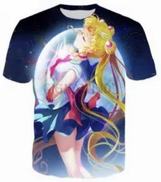 Anime Sailor Moon 3D Funny Tshirts Novos Menwomen 3D Caracteres impressos Tshirts Camise