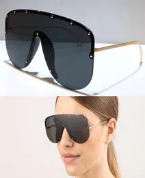 أزياء جديدة 0667S نظارة شمسية متصلة العدسة ذات حجم كبير نصف الإطار مع المسامير الصغيرة 0667 قناع نظارة شمسية شعبية طراز أعلى جودة W8761510