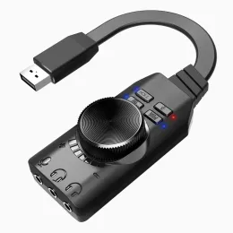 7.1Channel External USB Computer Game Sound Card for PUBG Gaming External Audio Card 3.5mm USB Adapter Plug and Play PC Laptop