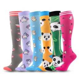 Socks Male Female Compression Socks Nurse Cartoon Panda Unicorn Fox Dog Jacquard Tight Socks Outdoor Running Football Hiking Bicycle