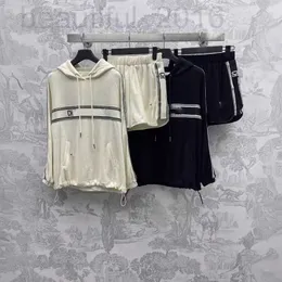 Kvinnors tvådelade byxor designer tidigt på våren ny ch nanyou gaoding sport original natt stil enkel och lös mångsidig mikro elastisk huva shorts set t1ld