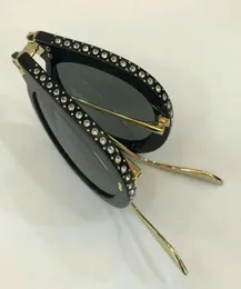 0307 O occhiali da sole da soli pieghezzano lenti di strass nera 0307 occhiali da sole di moda Eyewear Summer Nuovo con Box2579704