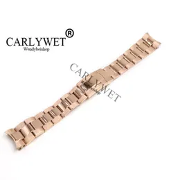 Carlywet 20mm più recente 316L in acciaio inossidabile in acciaio inossidabile inolio rosa curva a vite a vite di schieramento della fascia di orologi Braccialetta Braccialetta9366611