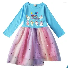 Девушки платье девушки A для Adley Spring Long Riess Dreess Baby Kids Partid