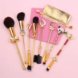 Kits 8pcs/Set Online Game Makeup Brushes Set Soft Hair Bright Gold Foundation Concealer Eye Shadow Brushes Magic Girl Makeup Brush