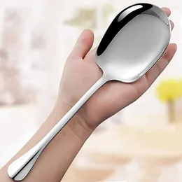 Spoons 2/1Pcs Large Stainless Steel Spoon Long Handle Soup For Pot Round Scoops Colander Kitchen Tableware Cooking Utensils