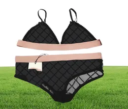 Sexiga kvinnor spets underkläder designer broderi bokstäver bikini sleepwears kvinnlig kontrast färg sommar underkläder7390363