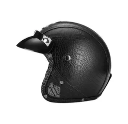 34 Helmet per motociclisti a faccia aperta retrò in pelle Vintage Casco Moto Electric per Mam Women America West Cowboy Style Helmets6034409