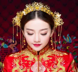 New Classical Gold Color Chinese Traditional Hair Jewelry Tassel Hairbands Coronet Hairpins Earrings Bridal Wedding Bijoux Gifts5376774