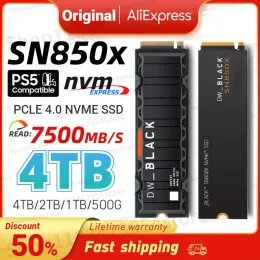 Caixas Hot Original SN850X 8TB 4B 2TB 1TB SN850 2TB 1TB GEN4 NVME SSD M.2 2280 Solid State Drive Drive Drive Sony Versão para PS5 PC