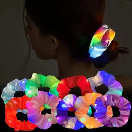 Party Decoration 9 PCS LED Light Hair Scrunchies Satin Elastic Bands Repes Girls Halloween Christmas Glow in the Dark Supplies