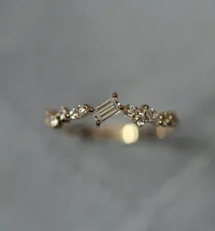 Junerain Gold CZ Crystal Wedding Wedinged Women Girls 섬세한 미세한 입방 지르코니아 약혼 반지 Dainty Thin Slim Finger Ring 1213116