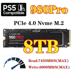 박스 오리지널 새로운 8TB 980 Pro NVME PCIE 4.0 M.2 2280 SSD 1TB 4TB 7450MB/S 게임용 SSD 드라이브 PS5 PLITSTATION5/노트북/PC