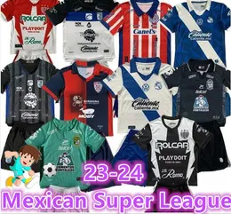 2324 멕시코 슈퍼 리그 Pachuca 축구 저지 2023 홈 화이트 포초 e.sanchez k.alvarez cabral 셔츠 멕시코 리그 어웨이 축구 유니폼 키즈 8899