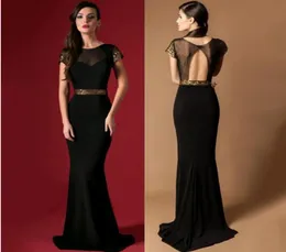 20162017 billige schwarze lange Kleider Crew eine Linie bodenlange Abendkleider Frauen039s Kleidung Sheer Neck Pailletten Rückenless Prom F9619107