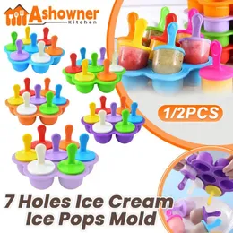 Formy do pieczenia 7 otworów lody pops formy silikonowa producent kulki popsicles formy Baby Fruit Shake Home Kitchen Akcesoria narzędzia