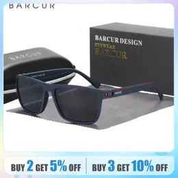 BARCUR Design TR90 Glassses de sol Men polarizados com peso leve Esportes de sol Mulheres Ocular acessório Oculos Uvab Protection 240411