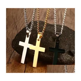 Anhänger Halsketten Edelstahlkreuz Cross Relin Relin Faith Crucifix Charm Titanium Kette für Frauen Mode Schmuck Geschenk Drop Pe Dh2PP