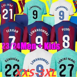 23 24 Lewandowski Gavi S Soccer Jerseys Pedri Rosalia 4th Ansu Fati de Futbol Camisetas Raphinha Shirth Shirt Men Mens