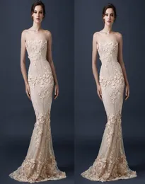 Vestidos de noite de sereia requintados sem alças Apliques com miçangas e flores paolo sebastian celebridade vestidos de baile ocasião vestido 2019 m4277487