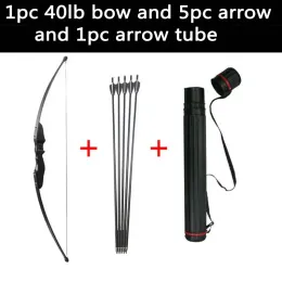 Arrow Bow and Arrow Recurve Bow Take Down Long Bow 30Lbs/40Lbs with Fiberglass Arrows and Arrow Tube for Archery Hunting Accessory