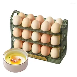 Lagerflaschen Kühlschrank Egg Rack 3-layer Flipping Tablett für Kühlschrankseitentüren Küchenorganisation Tools mit Datumsaufzeichnung