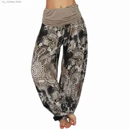 Женские штаны Capris Летние женские эластичные талию галстук-брюки Haren Digital Print