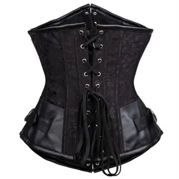 Allenatore in vita Steampunk femminile Underbust Corset Black Waist Bustiers Top Gothic Sexy Lingerie Slinging Belt