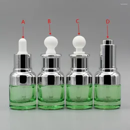 Storage Bottles Green Glass Dropper Bottle 20ml Empty Beautiful Oil Container For Sale