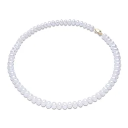 구슬 목걸이 Dainashi 925 Sterling Sier AAAA 89mm White Bread Beads Freshwater Pearl Necklace Chain 여성을위한 좋은 선물 40cm 45cm OTG0V