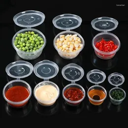 Depolama Şişeleri 10 adet tek kullanımlık sos mühür kutusu mini şeffaf plastik kapalı baharatlar kap kapaklı mutfak aletleri