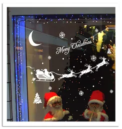 Santa039s carrello fiocchi di neve moon topi di Natale adesivi per la parete vetrata per vetro carrello di Natale decorazioni per la casa POS9038861