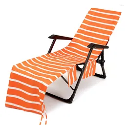 Chaves de cadeira Microfiber listrado Sand Sand Lounge Praia Toalha Capa