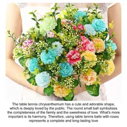 Decorative Flowers Vibrant Faux Floral Decor Elegant Artificial Silk Chrysanthemum Mini Rose Bouquet For Wedding Home Decoration Low