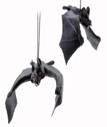 Halloween rubber bat hanging drooping 3D bats horror spooky party decoration props simulation lifelike animal black gift festive s7180046