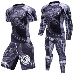 Pants Men's Mma Boxing Rashguard Fiess Sport Suits Quick Dry Sportswear Gym Clothing Tracksuit Compression Shirt Pants Running Sets