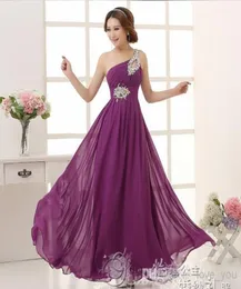 Fashion Oneshoulder Sequin and Beaded Aline Long Prom Bridesmaid Dresses4123598