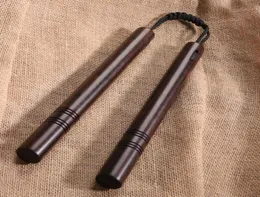 액세서리 솔리드 우드 블랙 우드 Nunchucks 목재 실제 전투 성능 로프 Nunchaku 2 인용 스틱 8664303