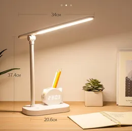 Table lamp pen holder desk with clock eye protection student dormitory large capacity lamp top2363299