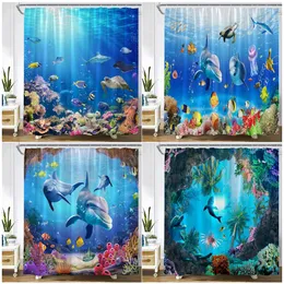 Rideaux Enfant Thème Mer (Baleine, Dauphin) - Lot De 2 - 117x183cm - Polyester Avec Œillets - 2