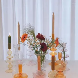 Kerzenhalter Glashalter für Hochzeitsdekorationen Kerzenrestick Rustikale Candelabros Nordische Ständer