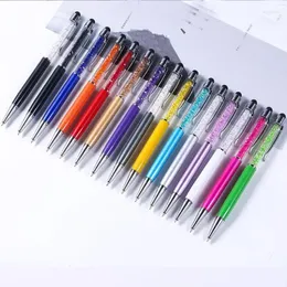 PCS Crystal Ballpoint Pens Office 여자 여자 웨딩 공급 펜 0.5mm 검은 색 잉크 학교 금속 쓰기 스타일러스 터치