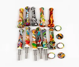 2020 Kit de coletor de néctar de silicone colorido Mini 14mm Tubo de fumaça de fumaça com titânio DAB DAB RIGS8351642