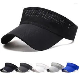 Berets Summer Empty Top Sun Hat For Women Men Solid Breathable Air Hole Sunscreen Cap Outdoor Sports Tennis Golf Running Anti-UV Visors