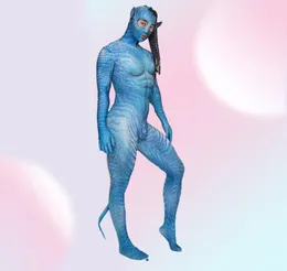 Kvinnor ny blå avatar par sexig jumpsuit stretch prom fest lyxig scen outfit nattklubb visa kostym som utför halloween13219581