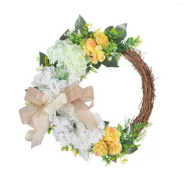 Decorative Flowers 40x40cm Wicker Home Decor Flower Wreath For Door Or Window Decorations Indoor Sunflower Small