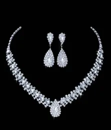 Luxurious Wedding Jewelry Sets for Bridal Bridesmaid Jewelery Drop Earring Necklace Set Austria Crystal Whole Gift50763335264812