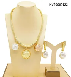 Yulaili Neuer brasilianischer Goldstil für Frauen Afrikanische Brauthochzeitsgeschenke Party Halskette Ohrringe Schmucksets 7390560